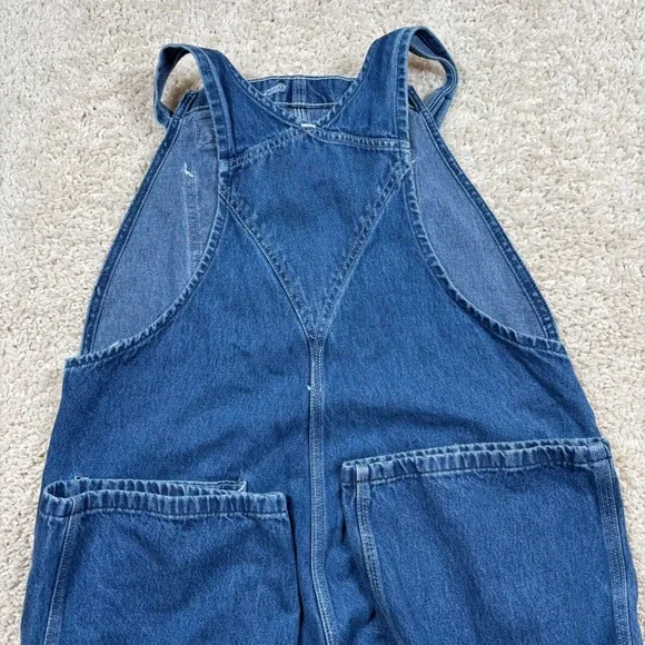 Carhartt R07 DST Denim Bib Overalls Men 38x32 Dark Stone Blue Excellent Workwear - Picture 10 of 10